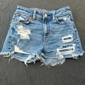 American Eagle Outfitters Blue Distressed Jean Shorts